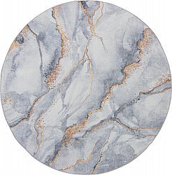 Rundt teppe - Genova (grå/hvit/gull)