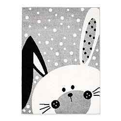 BARNETEPPE Teppe til barnerom for gutt jente med dyr Bubble Bunny grå kanin