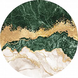 Rundt teppe - Padova (grønn/hvit/gull)