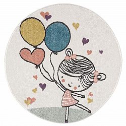 Barneteppe - Balloon Girl Rund (multi)