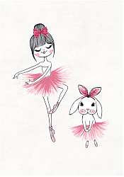 Barneteppe - Dancing ballerinas (rosa)