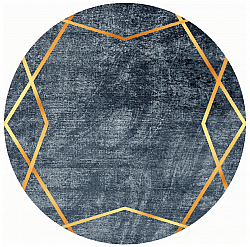 Rundt teppe - Zaros (marineblå/gull)