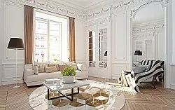 Rundt teppe - Castello (beige/hvit)