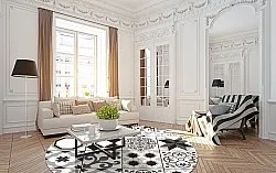 Rundt teppe - Avent (beige/svart)