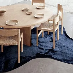 Asymmetrisk Bølgete Ryeteppe - Aranga Super Soft Fur (mørkeblått)