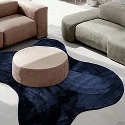 Asymmetrisk Bølgete Ryeteppe - Aranga Super Soft Fur (mørkeblått)