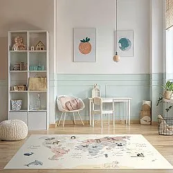 Barneteppe - Animal Map (beige)