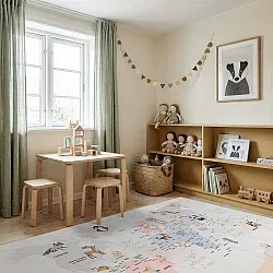 Barneteppe - Animal Map (beige)