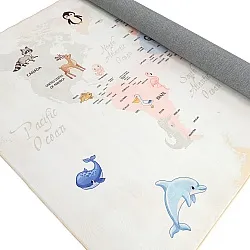 Barneteppe - Animal Map (beige)