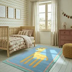 Barneteppe - Giraffe Hand Tufted Wool Premium (lyseblå/multi)