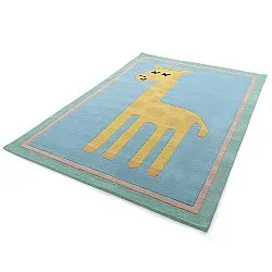 Barneteppe - Giraffe Hand Tufted Wool Premium (lyseblå/multi)