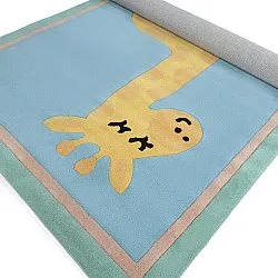 Barneteppe - Giraffe Hand Tufted Wool Premium (lyseblå/multi)