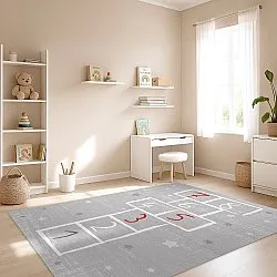 Barneteppe - Hopscotch (grå)