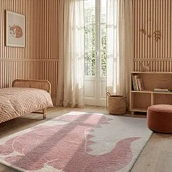 Barneteppe - Soft Dino (krem/rosa)