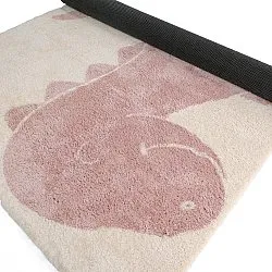 Barneteppe - Soft Dino (krem/rosa)