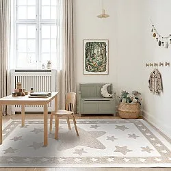 Barneteppe - Star Frame (krem/brun)