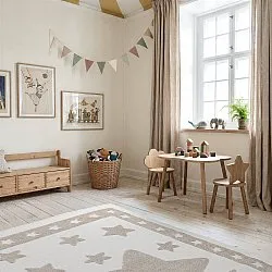 Barneteppe - Star Frame (krem/brun)