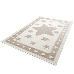 Barneteppe - Star Frame (krem/brun)