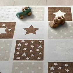 Barneteppe - Star Grid (krem/brun)