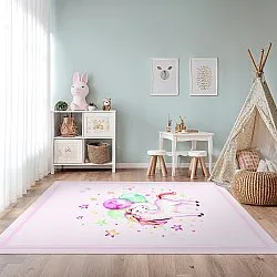 Barneteppe - Unicorn Balloon (rosa)