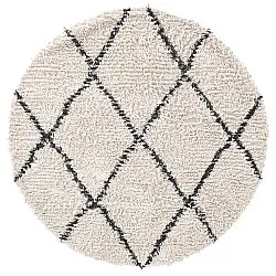 Rundt teppe - Alcott Natural Cotton Shaggy (svart/hvitt)