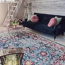 Wilton-teppe - Bouhjar (blå/rosa/multi)