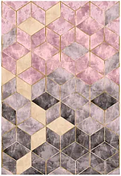 Wilton-teppe - Brendola (rosa/grå/gull)