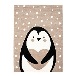 BARNETEPPE Teppe til barnerom for gutt jente med dyr Bubble Penguin beige Pingvin