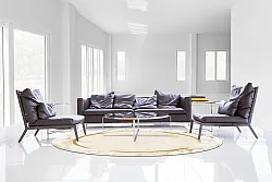 Rundt teppe - Cerasia (beige/hvit/gull)