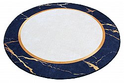 Rundt teppe - Cerasia (blå/hvit/gull)