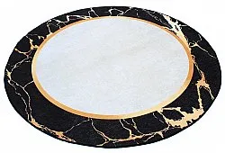 Rundt teppe - Cerasia (svart/hvit/gull)