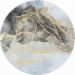 Rundt teppe - Ekual (blå/grå/gull)
