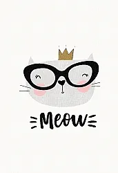 Barneteppe - Reading Cat (hvit)