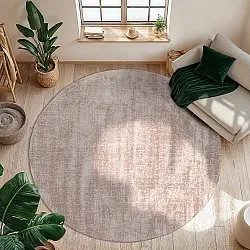 Rundt teppe - Recycled PET with viscose look (lysebrun)