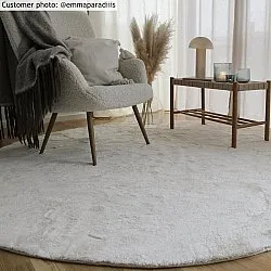 Runde tepper - Aranga Super Soft Fur (hvit)