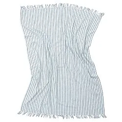 Pledd - Rumi stripe cotton throw (lyseblå/marineblå/kremfarget)