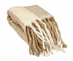Tepper - Ullmixpledd - Beatriz Stripe (beige/hvit)