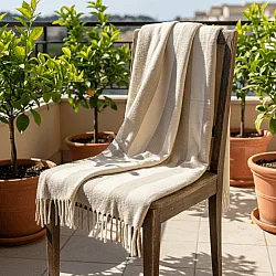 Tepper - Ullmixpledd - Beatriz Stripe (beige/hvit)