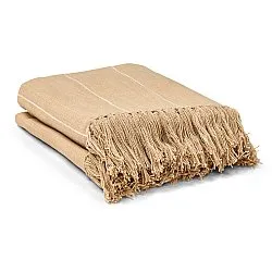 Tepper - Bomullspledd - Martina Stripe (beige/hvit)