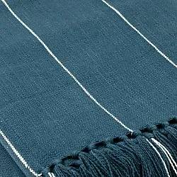 Tepper - Bomullspledd - Martina Stripe (blå/hvit)