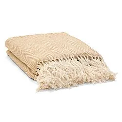 Tepper - Bomullspledd - Denisa Fishbone (beige/hvit)