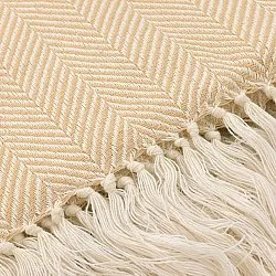 Tepper - Bomullspledd - Denisa Fishbone (beige/hvit)