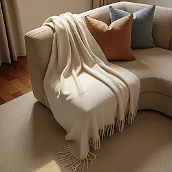 Pledd - Pledd i ullblanding - Samantha (offwhite)