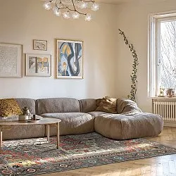 Flatvevd teppe - Kordava (grå/rød)