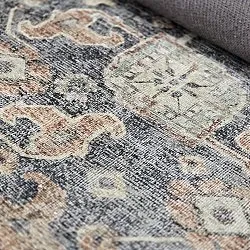 Flatvevd teppe - Noura (mørkeblått)