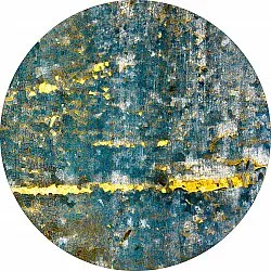 Rundt teppe - Mira (gul-blå)