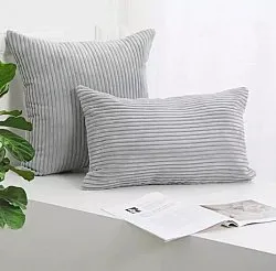 Putetrekk - Striped Velvet 50 x 50 cm (grå)