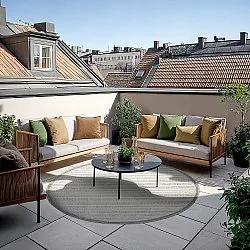 Runde tepper - Indoor/Outdoor Kendall (cream/grå)