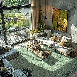 Ryetepper - Alba Natural Cotton Shaggy (lysegrønn)