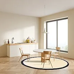 Runde tepper (sisal) - Agave (svart/hvit)